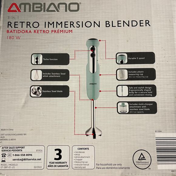 NWT Ambiano 3-in-1 Retro Immersion Blender Brand New 180W - Picture 4 of 7